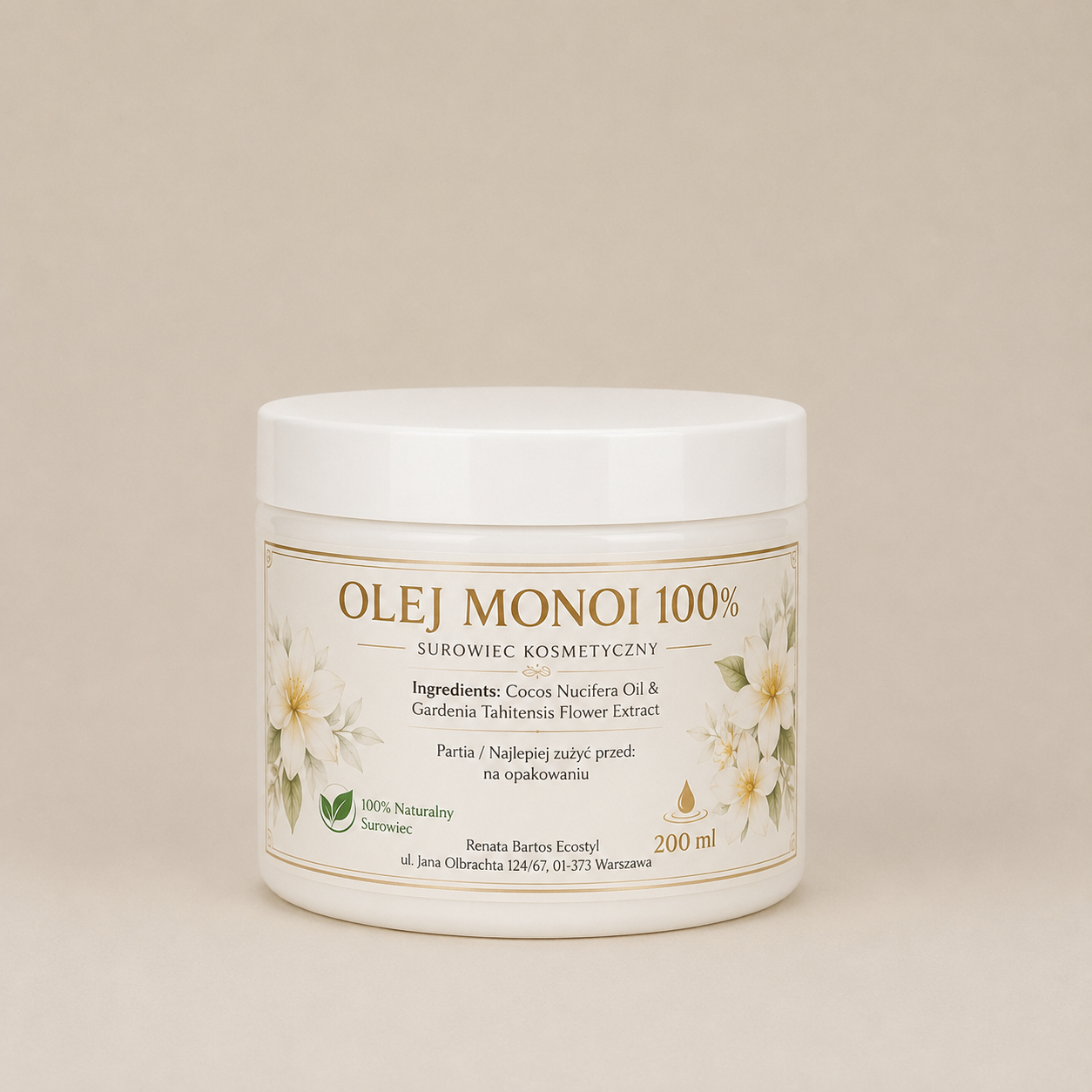 Olej monoi 100 procent naturalny masełko do ciała i włosów Bartos